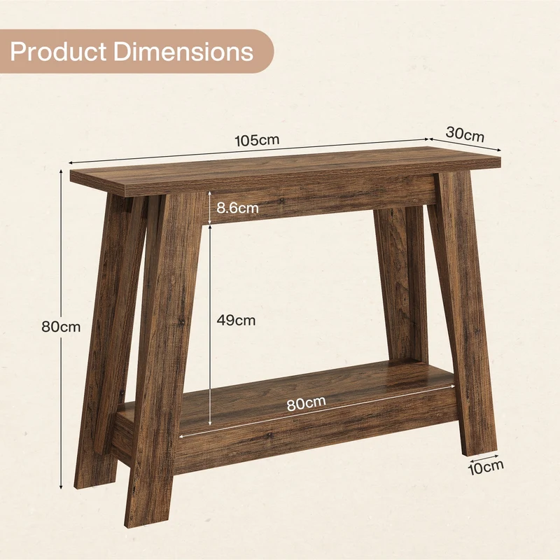 Tribesigns Console de 105 cm, Table d'entrée de style campagnard à 2 niveaux avec rangement