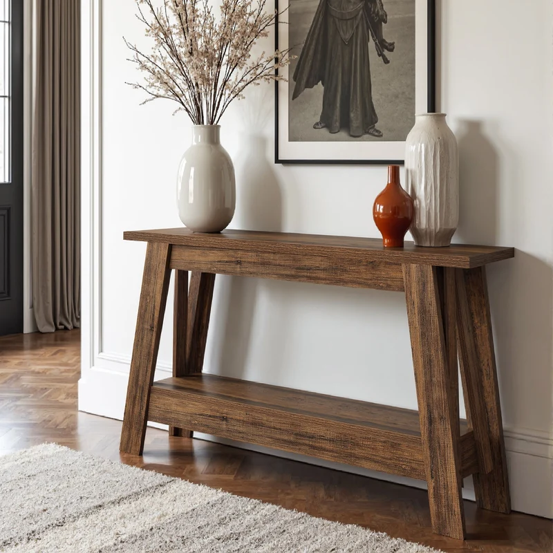 Tribesigns Console de 105 cm, Table d'entrée de style campagnard à 2 niveaux avec rangement
