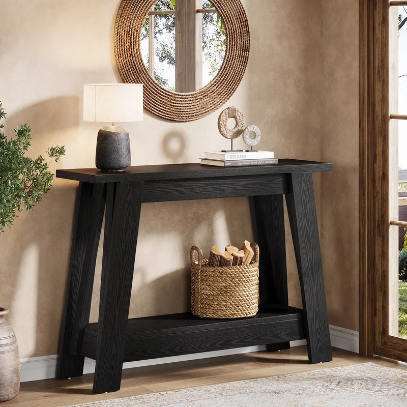 Tribesigns Console de 105 cm, Table d'entrée de style campagnard à 2 niveaux avec rangement