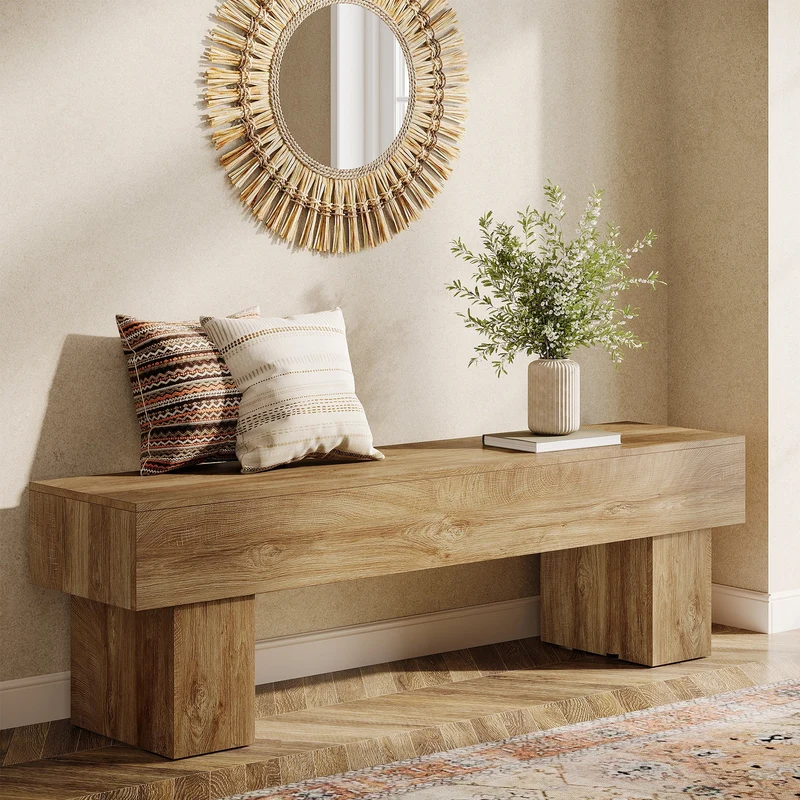 Tribesigns Banc de chambre extra long de 160 cm, Banc de ferme en bois pour chambre à coucher
