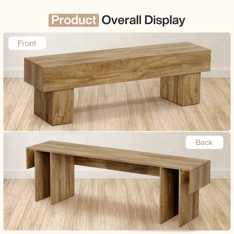 Tribesigns Banc de chambre extra long de 160 cm, Banc de ferme en bois pour chambre à coucher