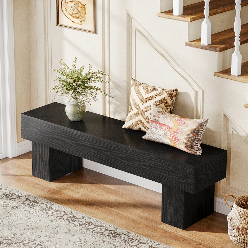 Tribesigns Banc de chambre extra long de 160 cm, Banc de ferme en bois pour chambre à coucher
