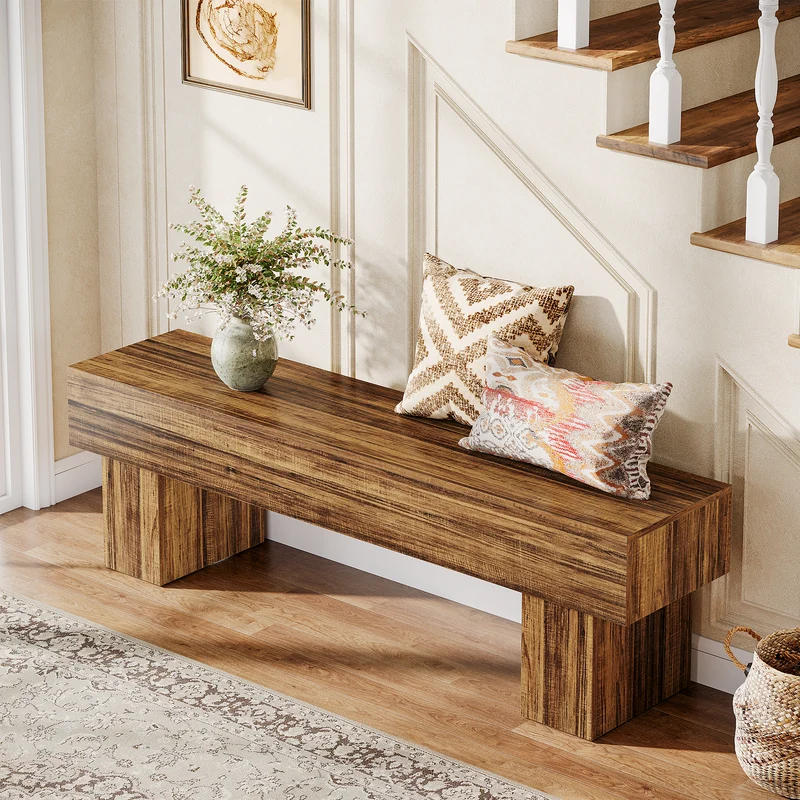Tribesigns Banc de chambre extra long de 160 cm, Banc de ferme en bois pour chambre à coucher