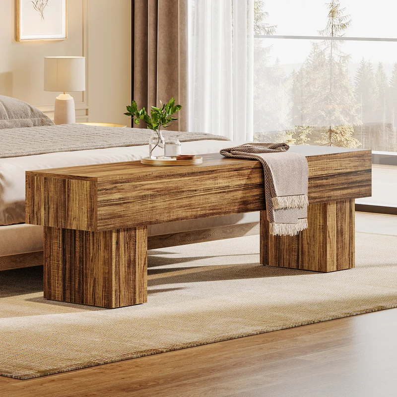 Tribesigns Banc de chambre extra long de 160 cm, Banc de ferme en bois pour chambre à coucher