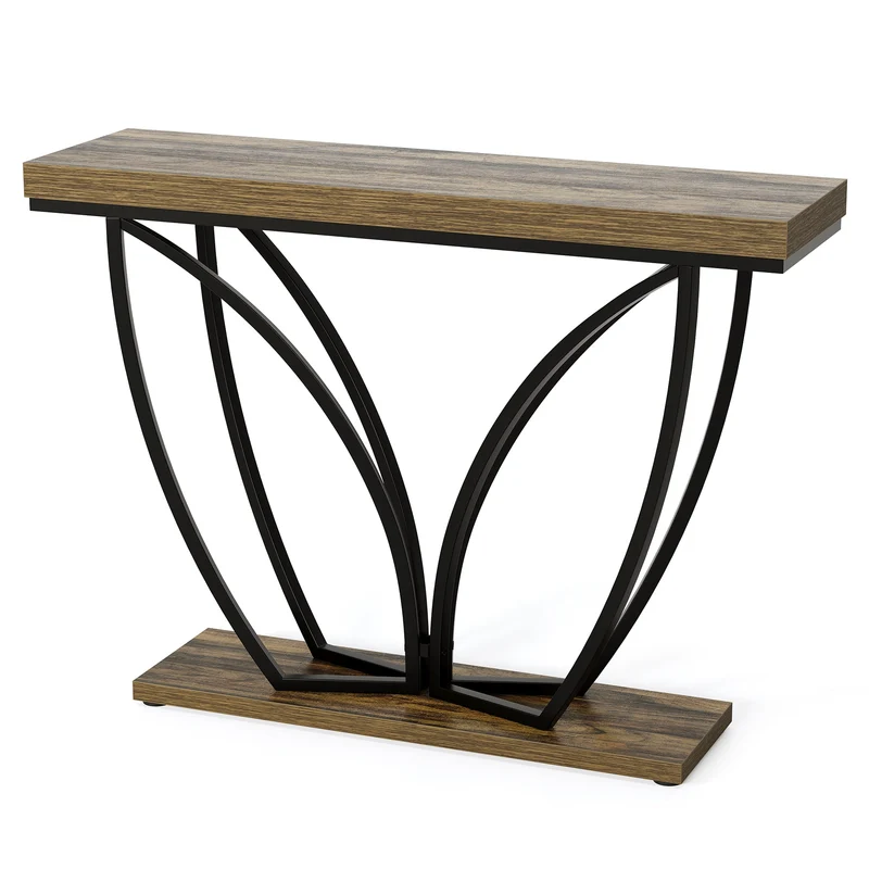 Tribesigns Console industrielle étroite de 105 cm, Couleur marron rustique