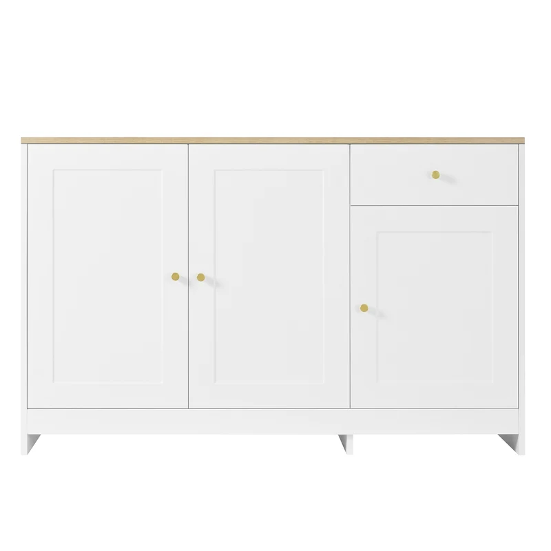 Buffet effet bois et blanc 3 portes 1 tiroir 120x40x75cm MOMENTUMINFI