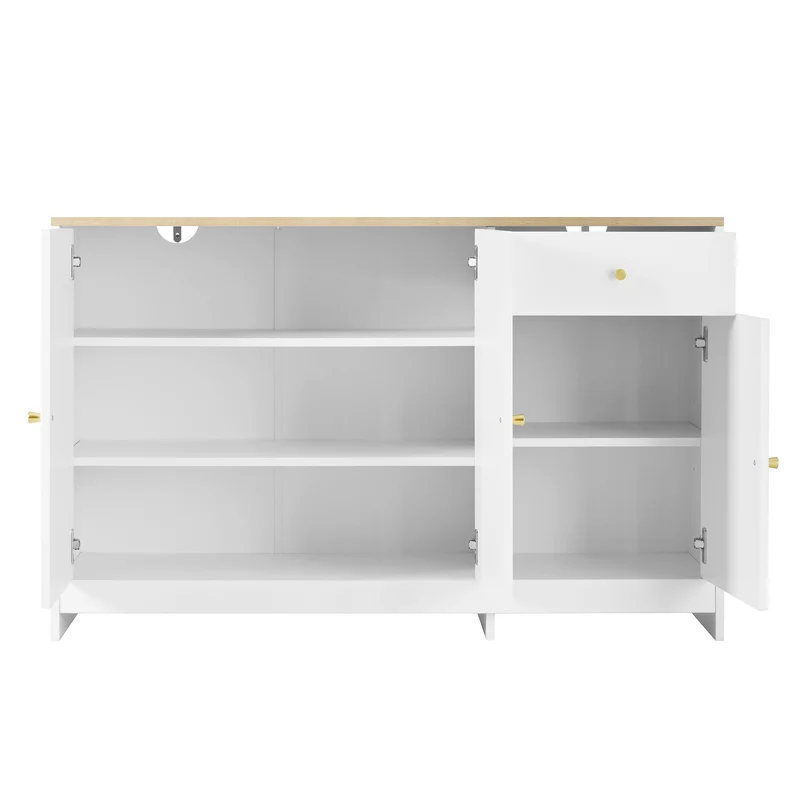 Buffet effet bois et blanc 3 portes 1 tiroir 120x40x75cm MOMENTUMINFI