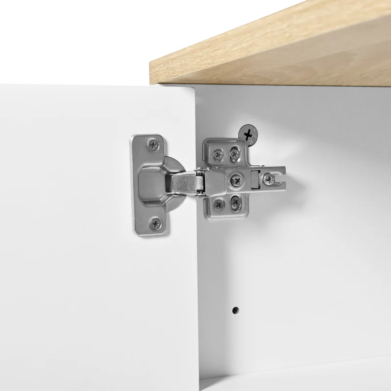Buffet effet bois et blanc 3 portes 1 tiroir 120x40x75cm MOMENTUMINFI