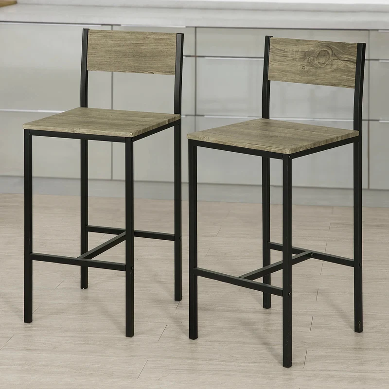 SoBuy FST53x2 Lot de 2 Chaises Tabourets de Bar Cuisine Chaises de Bar, avec Repose-Pieds