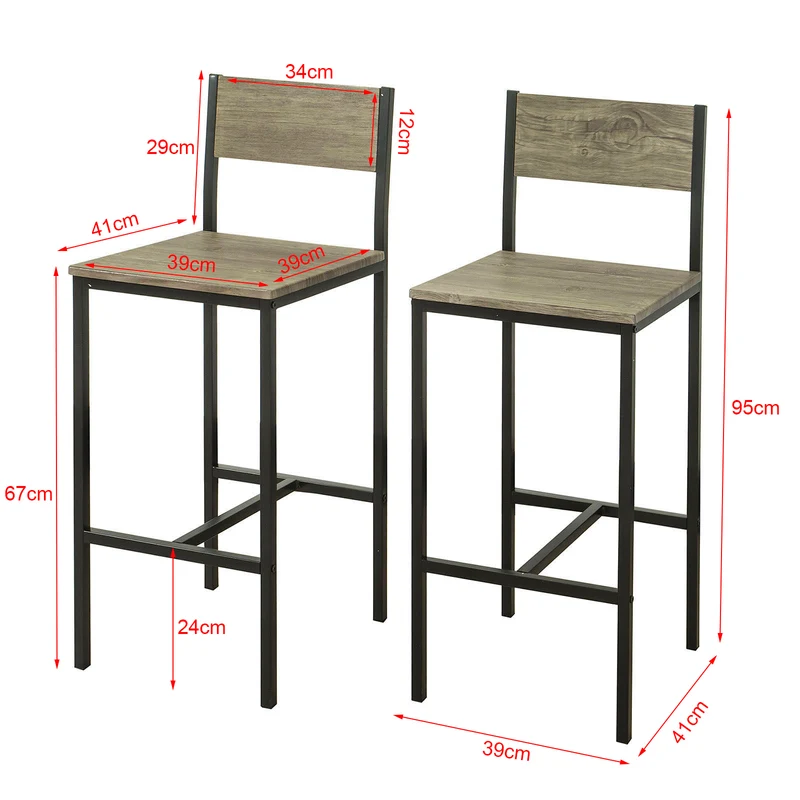 SoBuy FST53x2 Lot de 2 Chaises Tabourets de Bar Cuisine Chaises de Bar, avec Repose-Pieds