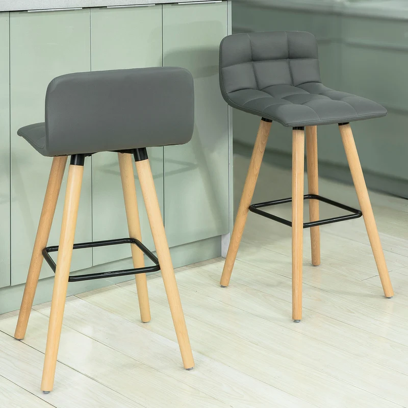 SoBuy FST50-HGX2 Lot de 2 Tabourets de Bar Cuisine Dossier Repose-Pieds Haute qualité