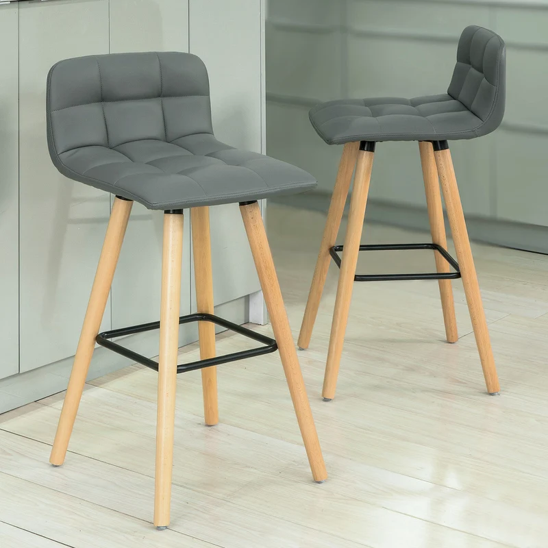 SoBuy FST50-HGX2 Lot de 2 Tabourets de Bar Cuisine Dossier Repose-Pieds Haute qualité