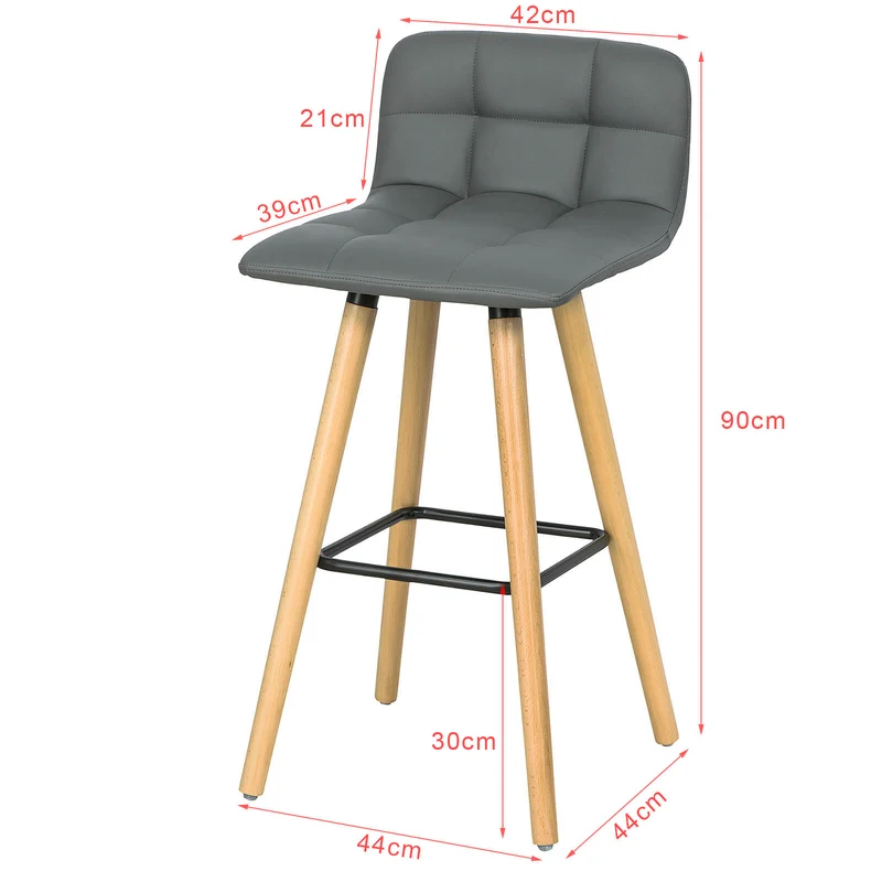 SoBuy FST50-HGX2 Lot de 2 Tabourets de Bar Cuisine Dossier Repose-Pieds Haute qualité