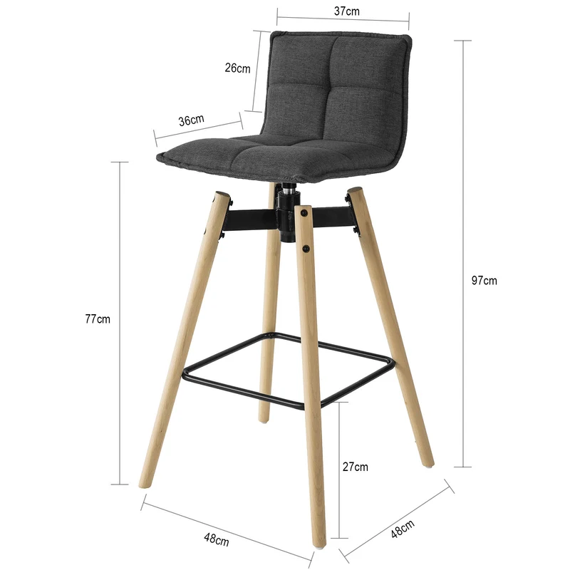 SoBuy FST45-DGx2 Lot de 2 Tabourets de Bar Cuisine rotatifs avec Dossier et Repose-Pieds