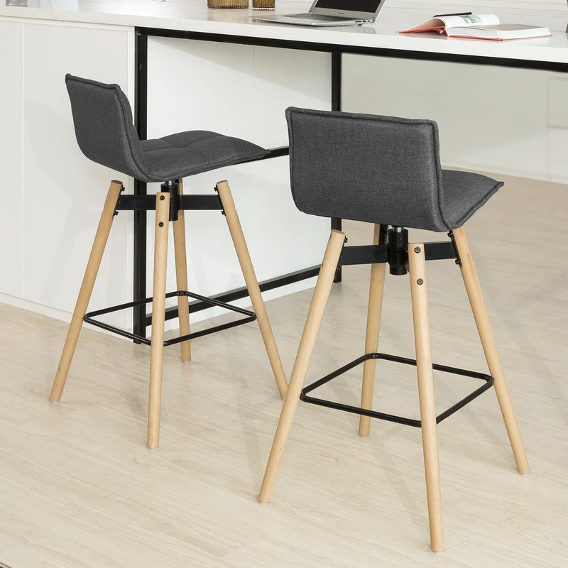 SoBuy FST45-DG Tabouret de bar cuisine rotatif à 360° avec dossier et repose-pieds