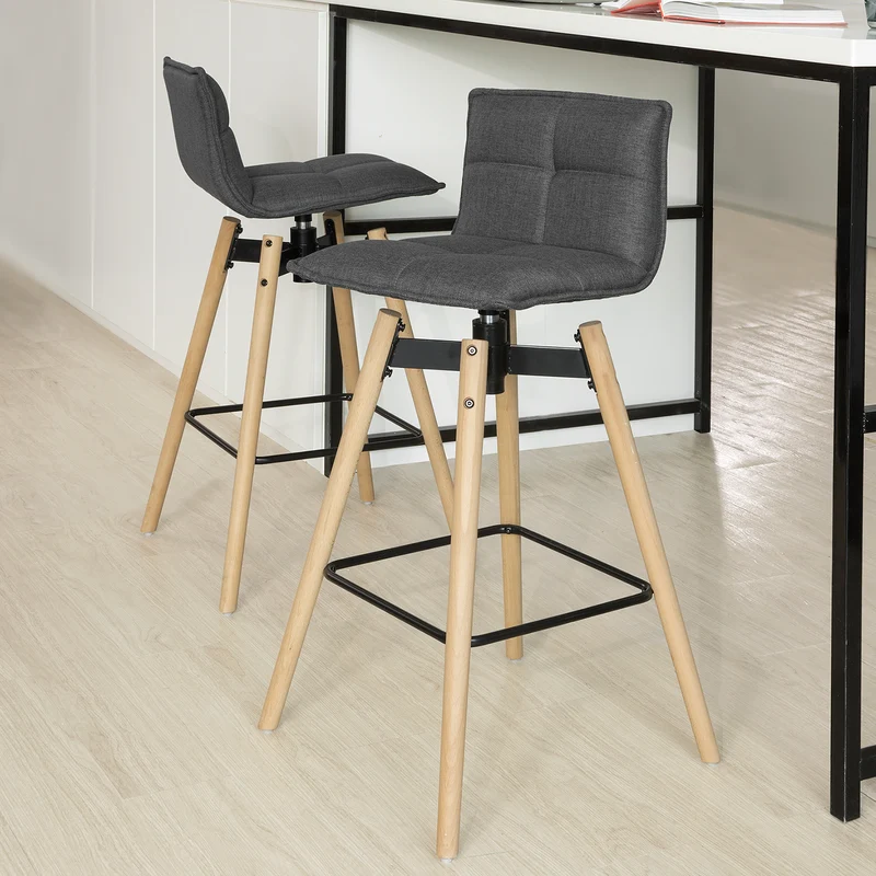 SoBuy FST45-DG Tabouret de bar cuisine rotatif à 360° avec dossier et repose-pieds