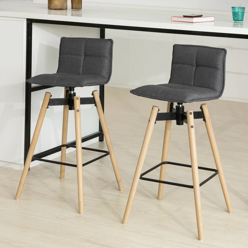 SoBuy FST45-DG Tabouret de bar cuisine rotatif à 360° avec dossier et repose-pieds