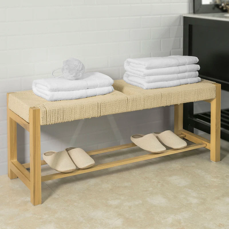 SoBuy FSR68-N Banc à Chaussures Design avec Assise et Rangement pour Entrée Couloir – 110x36x46 cm, Naturel
