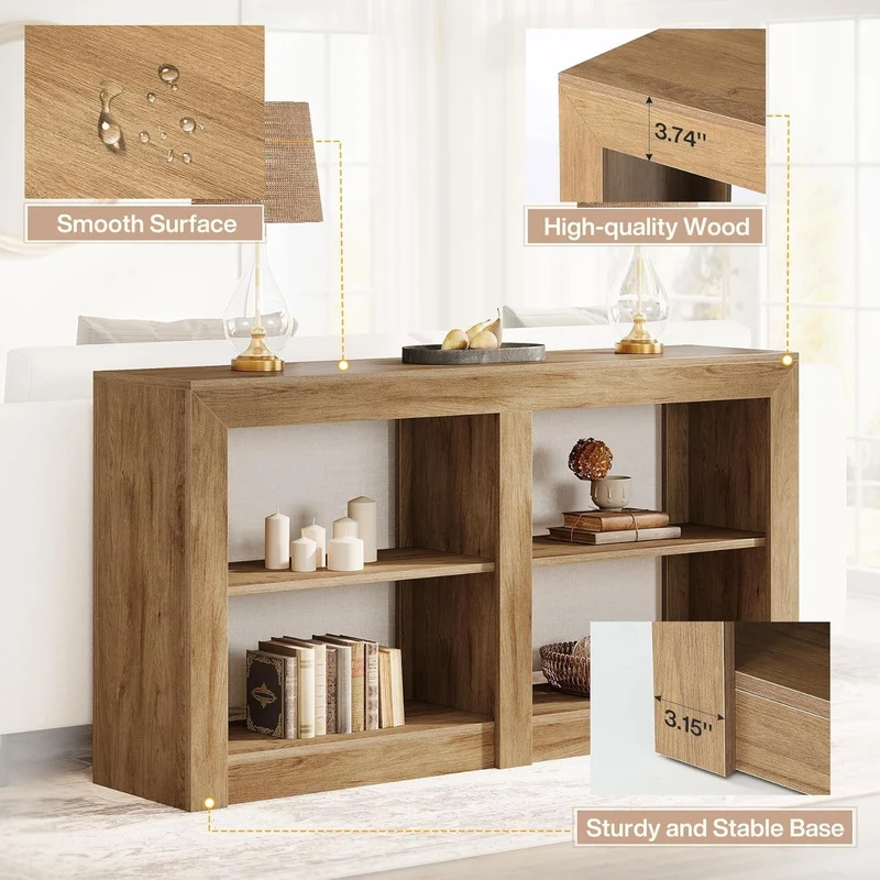 Tribesigns Console de style maison de campagne de 150 cm, Table d'entrée aspect chêne pour couloir et salon