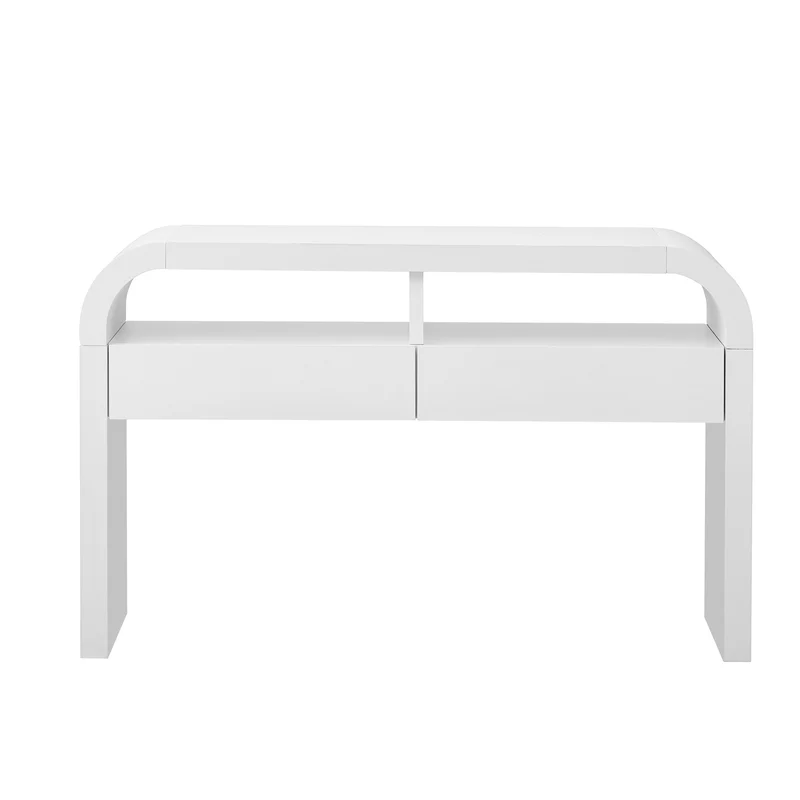 Console d'entrée blanc avec 2 tiroirs design courbé 120x35,5cm INFINITEMERID