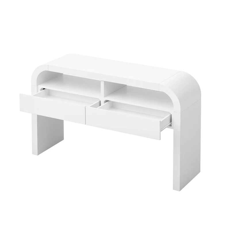 Console d'entrée blanc avec 2 tiroirs design courbé 120x35,5cm INFINITEMERID