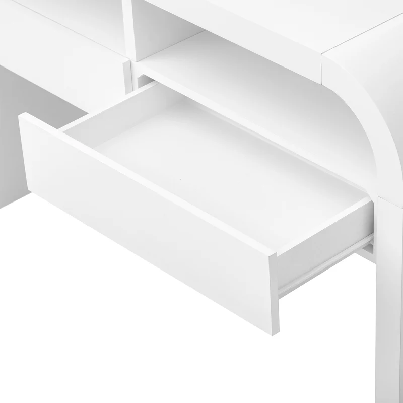 Console d'entrée blanc avec 2 tiroirs design courbé 120x35,5cm INFINITEMERID