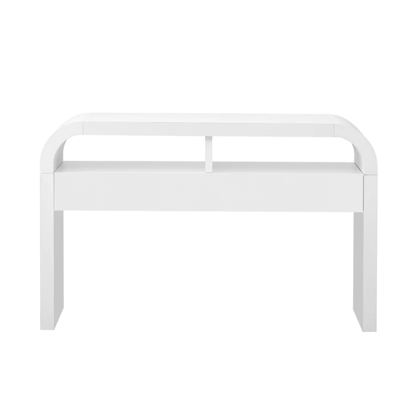 Console d'entrée blanc avec 2 tiroirs design courbé 120x35,5cm INFINITEMERID