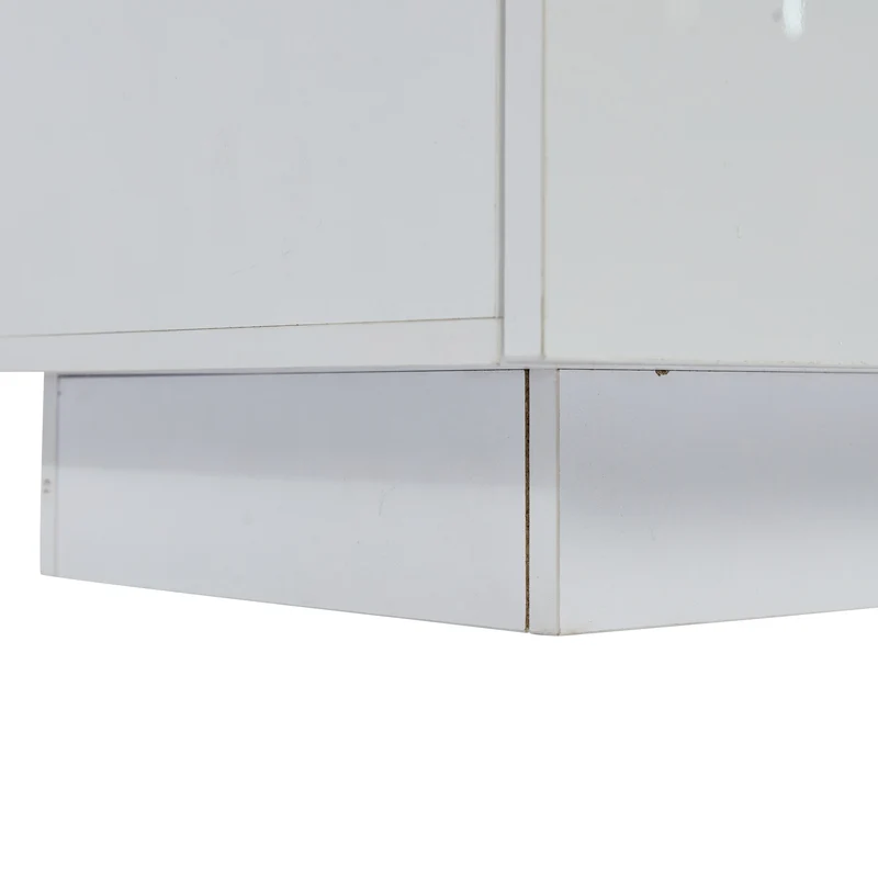 Buffet blanc brillant avec éclairage LED 2 portes 3 tiroirs REZER