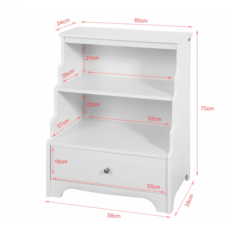 SoBuy FSB13-W Meuble de Rangement Table de Chevet Étagère Style Échelle