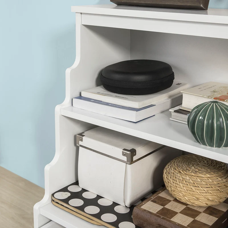 SoBuy FSB13-W Meuble de Rangement Table de Chevet Étagère Style Échelle