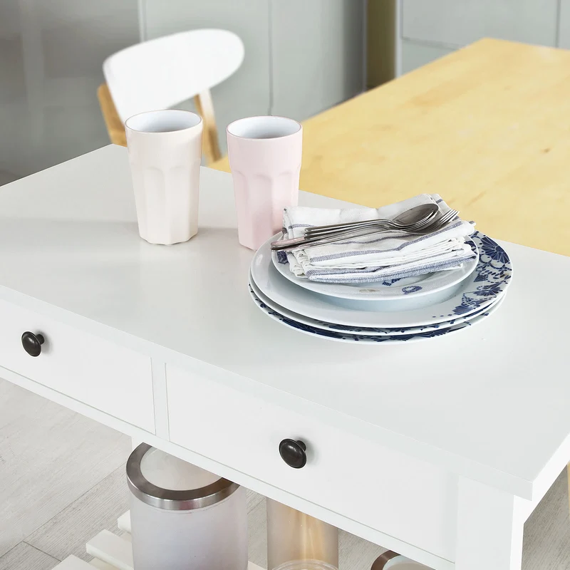 SoBuy FSB04-W Table Console 2 tiroirs et 1 étagère, L85cm x H80cm x P40cm