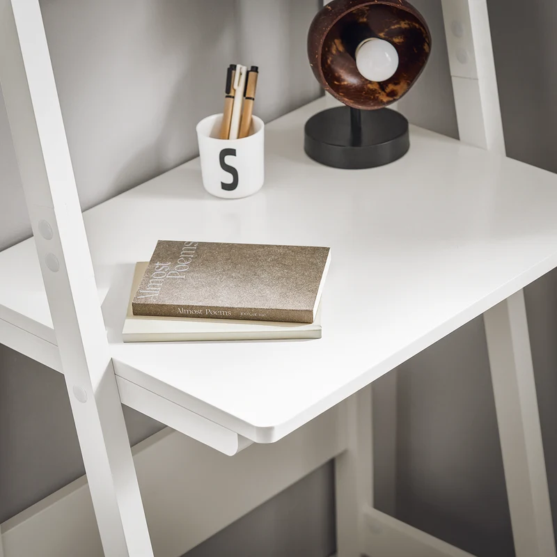 SoBuy FRG60-W Bureau, Table Bibliothèque, étagère style échelle de 2 tablettes