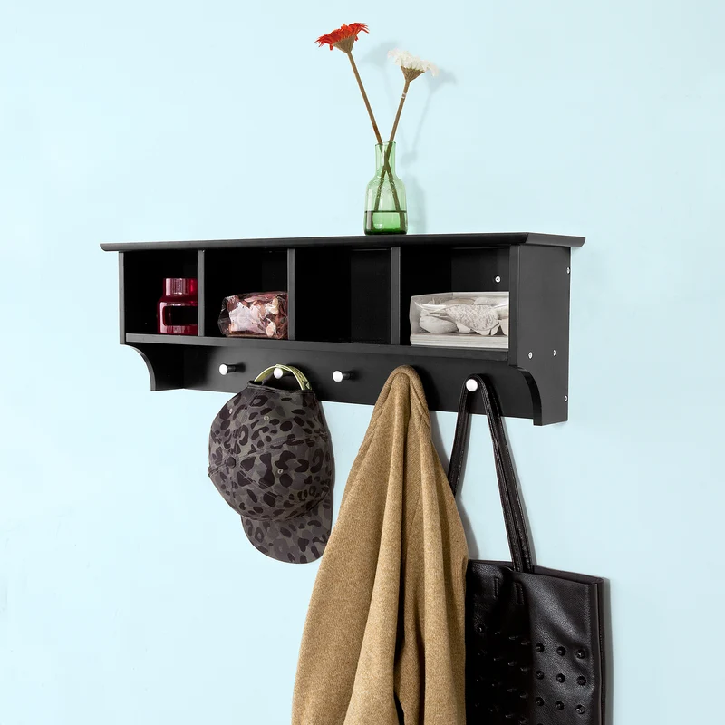 SoBuy FRG48-L-SCH Portemanteau Étagère murale Porte-manteau salle de bain