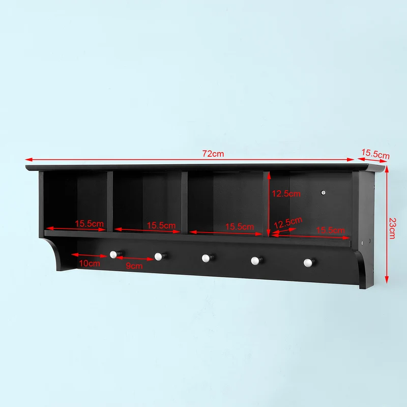 SoBuy FRG48-L-SCH Portemanteau Étagère murale Porte-manteau salle de bain