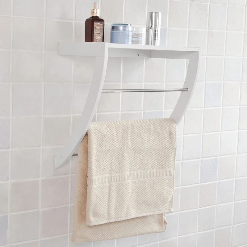 SoBuy FRG47-W Porte-Serviettes Mural avec 1 Tablette et 3 Barres