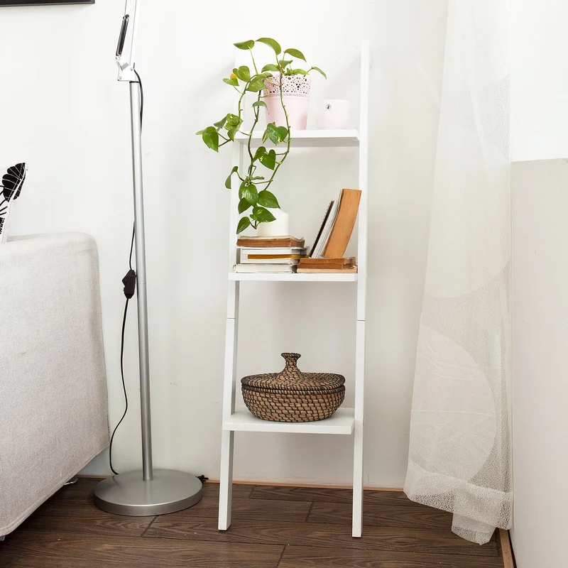 SoBuy FRG32-W Étagère murale style échelle pour salon salle de bain Meuble de rangement