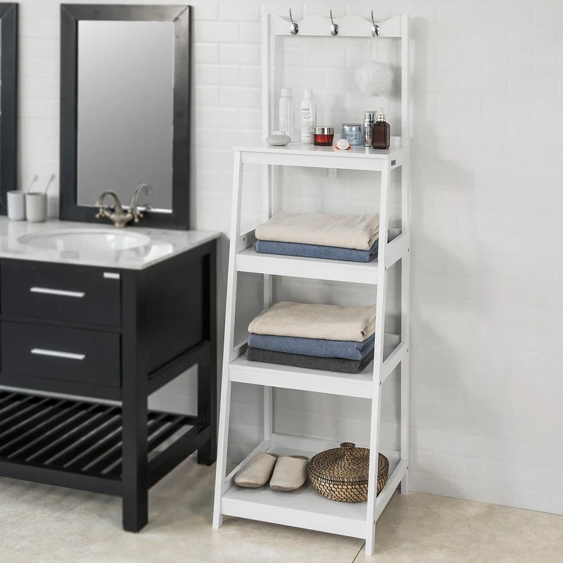 SoBuy FRG279-W Étagère de Rangement style Échelle Meuble Colonne Salle de Bain Entrée