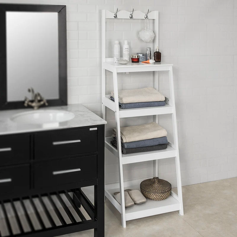 SoBuy FRG279-W Étagère de Rangement style Échelle Meuble Colonne Salle de Bain Entrée