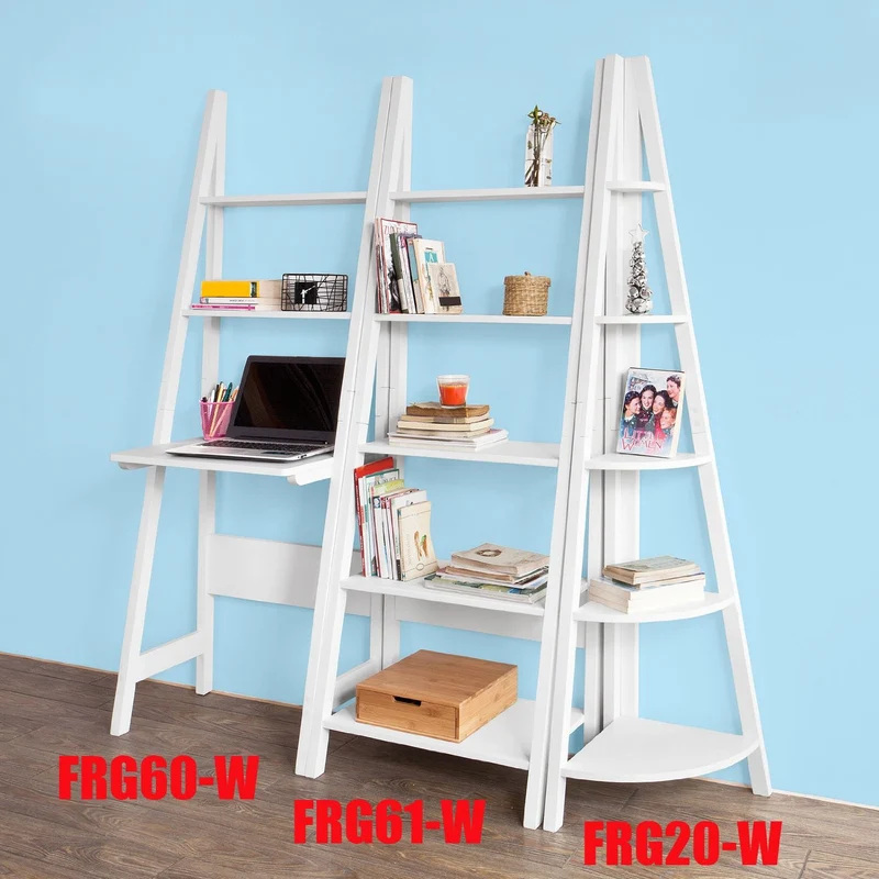 SoBuy FRG20-W Étagère d'angle de 5 niveaux, Étagère style échelle, Blanc