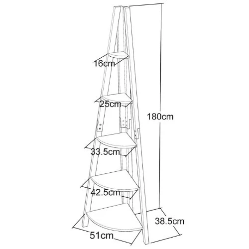 SoBuy FRG20-W Étagère d'angle de 5 niveaux, Étagère style échelle, Blanc