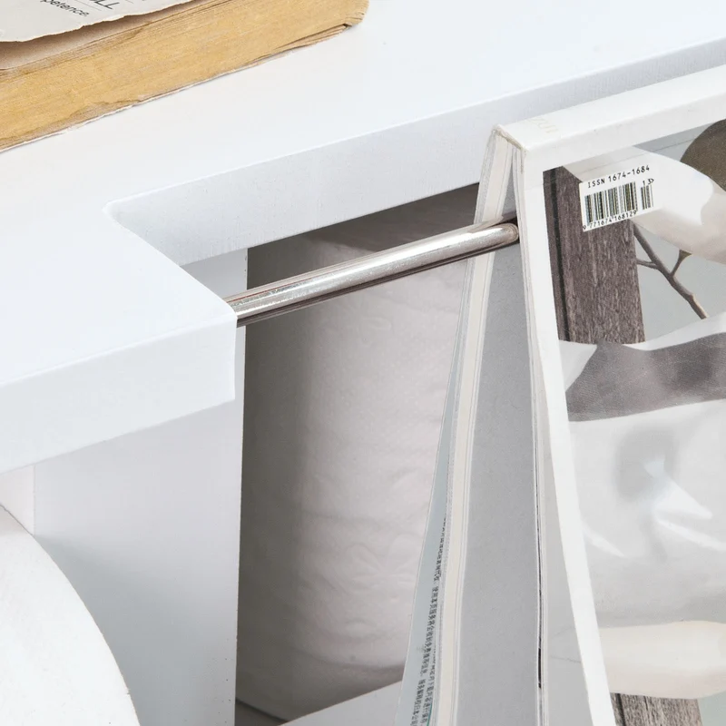 SoBuy FRG175-W Dérouleur Papier Toilette Distributeur WC Porte Papier Mural avec Support pour Déposer Smartphone et Porte-revues