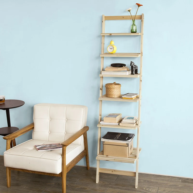 SoBuy FRG161-N Bibliothèque Étagère murale style échelle avec 6 niveaux de rangement