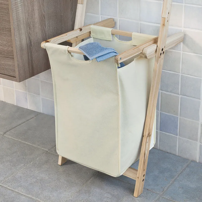 SoBuy FRG160-N Étagère murale style échelle avec 1 Panier à linge amovible