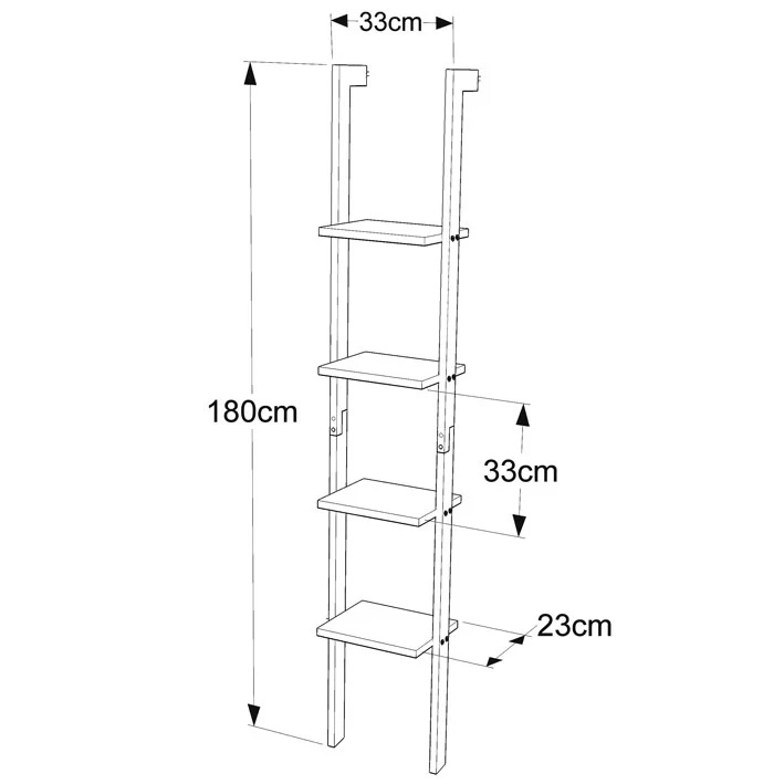 SoBuy FRG15-SCH Étagère murale style échelle, Étagère échelle 4 niveaux
