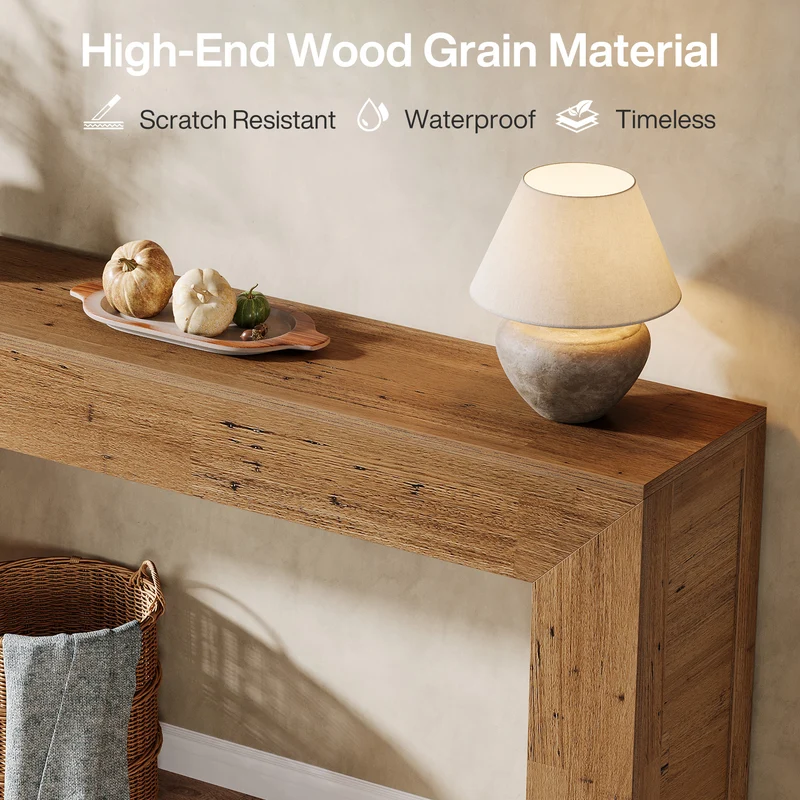 Tribesigns Table console étroite 160 cm, Table de couloir en bois derrière le canapé