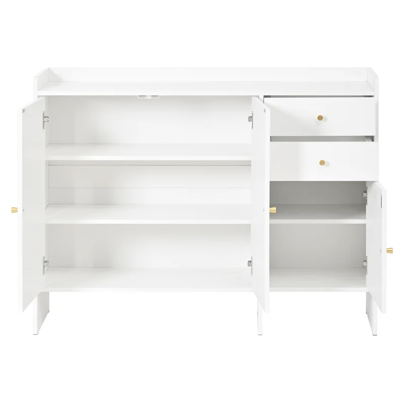 Meuble à chaussures blanc 3 portes, 2 tiroirs 120x35x90 cm VERTEXMYRATH