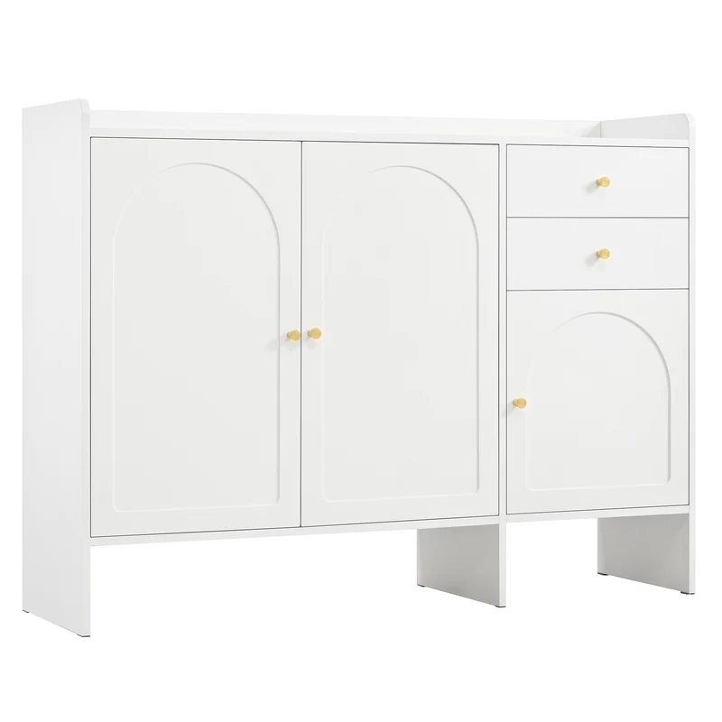 Meuble à chaussures blanc 3 portes, 2 tiroirs 120x35x90 cm VERTEXMYRATH