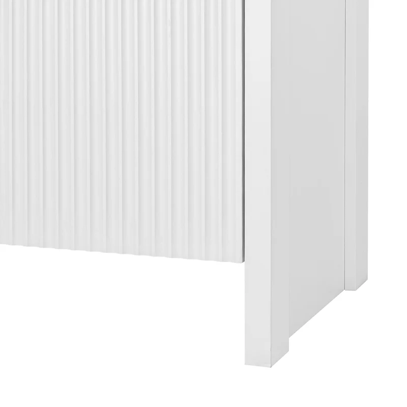 Buffet blanc design ondulé avec poignées dorées 140x38x80cm AEGISKAELOR