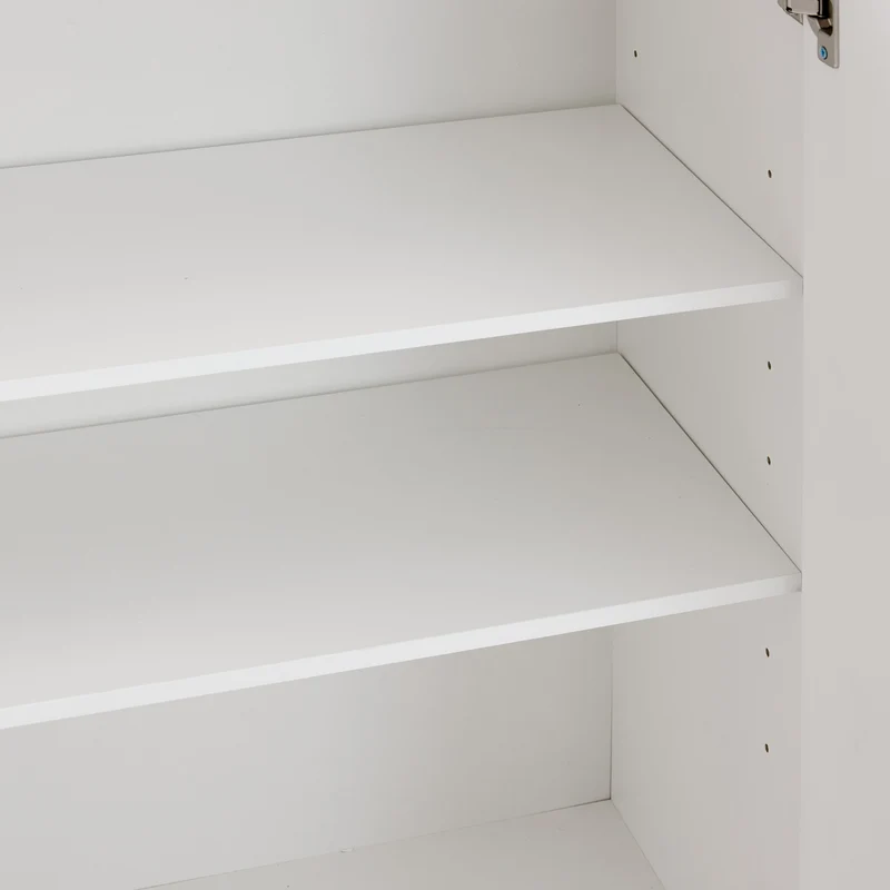 Buffet multifonctionnelle moderne blanc mat 4 portes poignées et pieds dorés 160*35*100 cm KIKS
