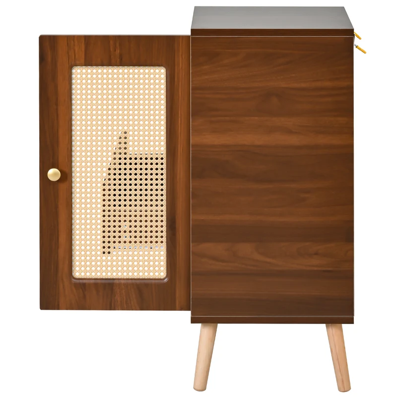 Banc à chaussures effet noyer en rotin avec coussin beige 95,5x35x80,5cm RIFTMORKYNATH